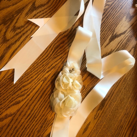 Ivory Bridal Belt Sash - Picture 5 of 5